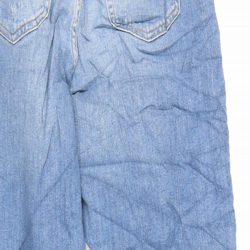 Marks and Spencer Womens Blue Cotton Mom Jeans Size 8 L25 in Regular Zip