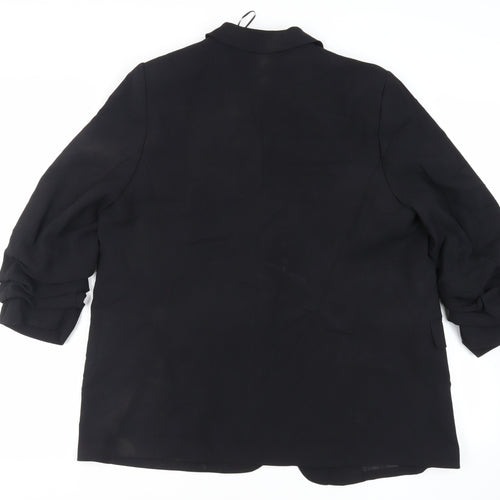 Marks and Spencer Womens Black Jacket Blazer Size 18 - Open Ruched Sleeve