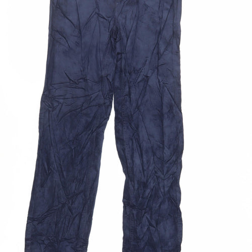 Marks and Spencer Womens Blue Cotton Trousers Size 8 L32 in Regular Zip