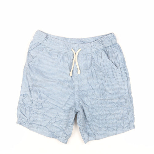 Marks and Spencer Boys Blue Cotton Bermuda Shorts Size 11-12 Years Regular Drawstring - Adjustable Waist