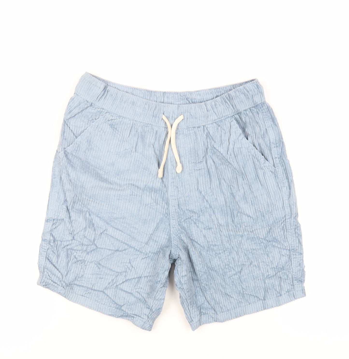 Marks and Spencer Boys Blue Cotton Bermuda Shorts Size 11-12 Years Regular Drawstring - Adjustable Waist