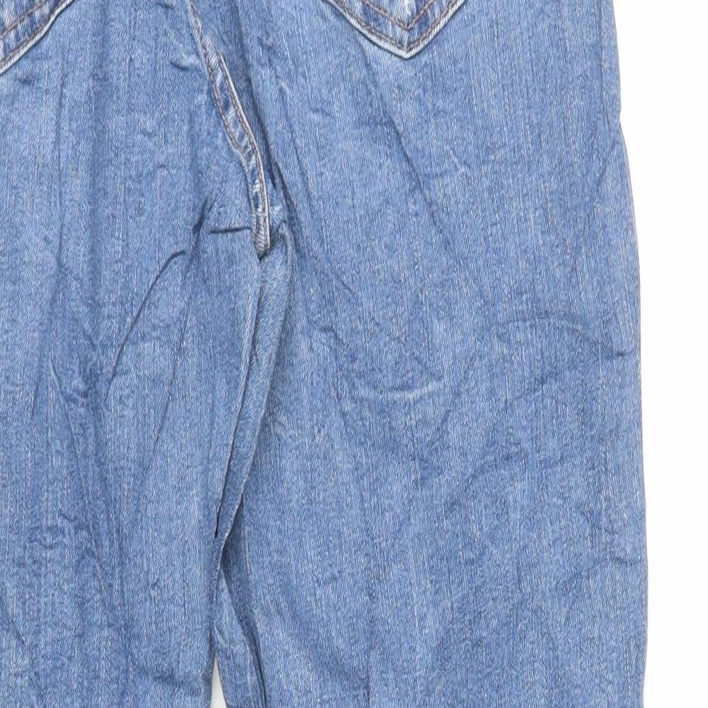 Marks and Spencer Womens Blue Cotton Mom Jeans Size 12 L28 in Regular Zip