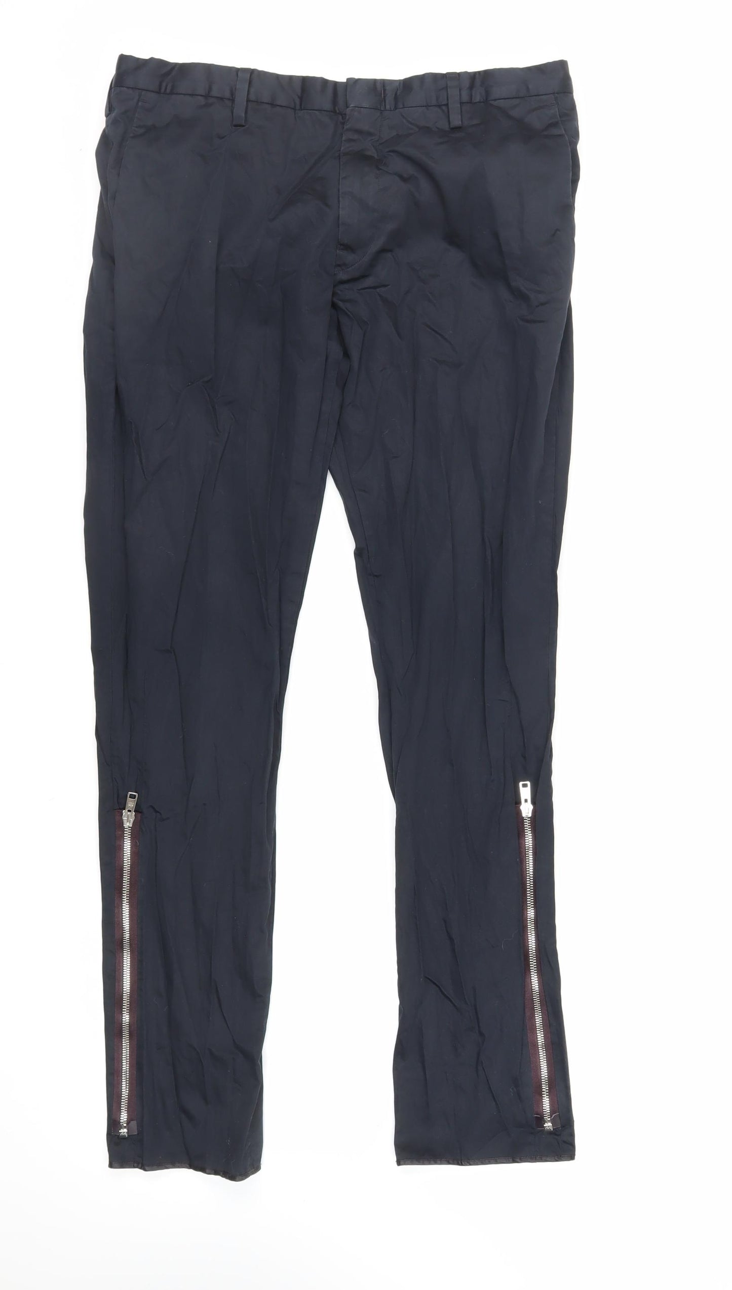 Paul Smith Womens Blue Cotton Dress Pants Trousers Size 34 in L31 in Regular Zip - Zip Detail