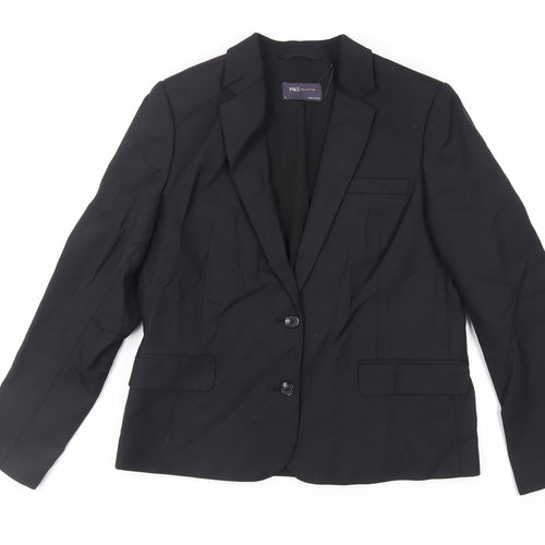 Marks and Spencer Womens Black Jacket Blazer Size 12 Button