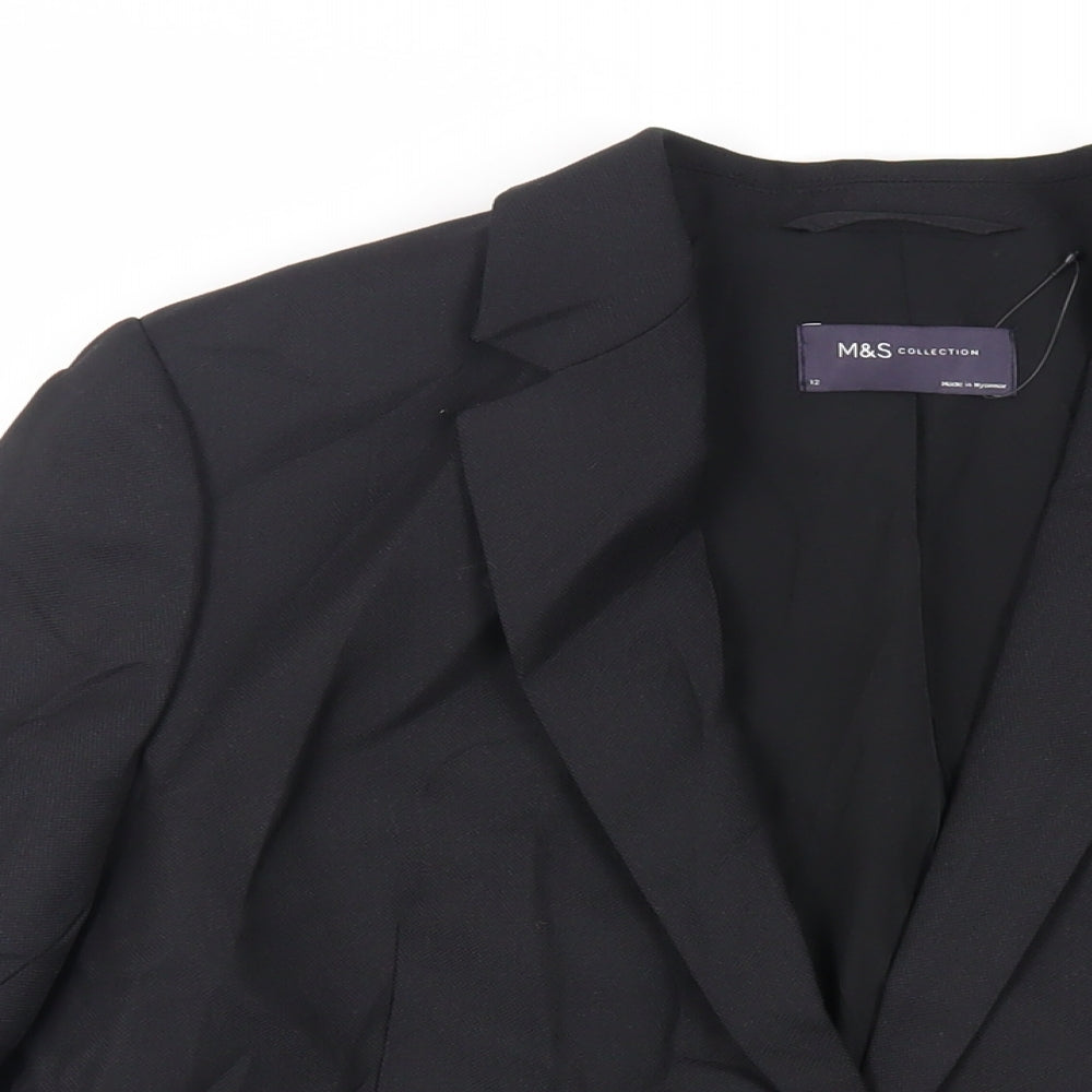 Marks and Spencer Womens Black Jacket Blazer Size 12 Button