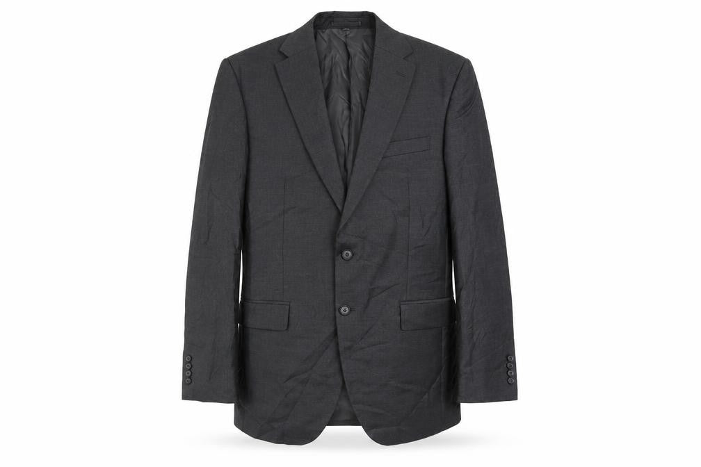 Front view of Marks & Spencer men’s grey polyester jacket suit jacket, size 44, regular