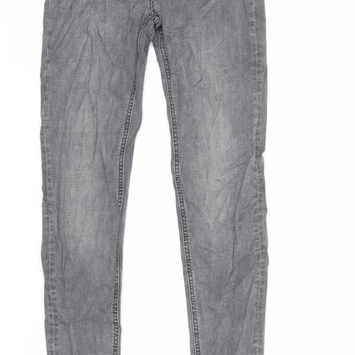 Marks and Spencer Womens Grey Cotton Skinny Jeans Size 8 L32 in Regular Zip - Long Lenght