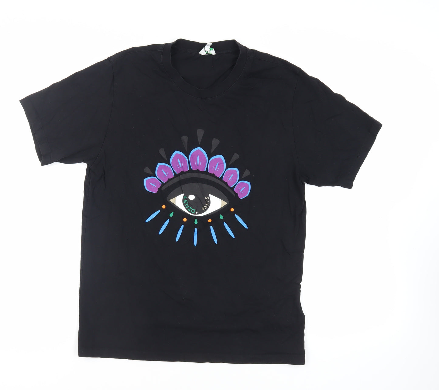 KENZO Womens Black Cotton Basic T-Shirt Size L Crew Neck - Logo