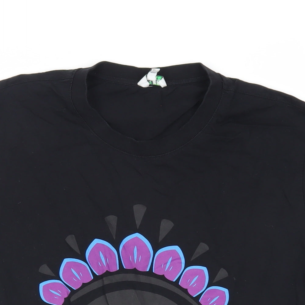 KENZO Womens Black Cotton Basic T-Shirt Size L Crew Neck - Logo
