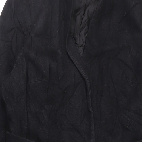 Per Una Womens Black Overcoat Coat Size 16 Snap - Belted