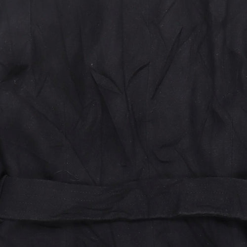 Per Una Womens Black Overcoat Coat Size 16 Snap - Belted