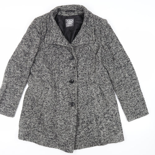 Basler Womens Grey Herringbone Tweed Overcoat Size M