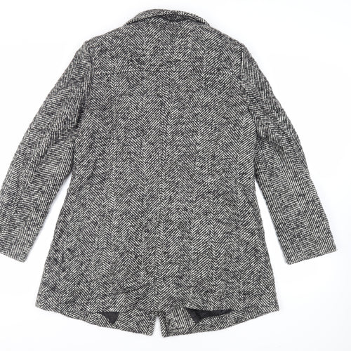 Basler Womens Grey Herringbone Tweed Overcoat Size M