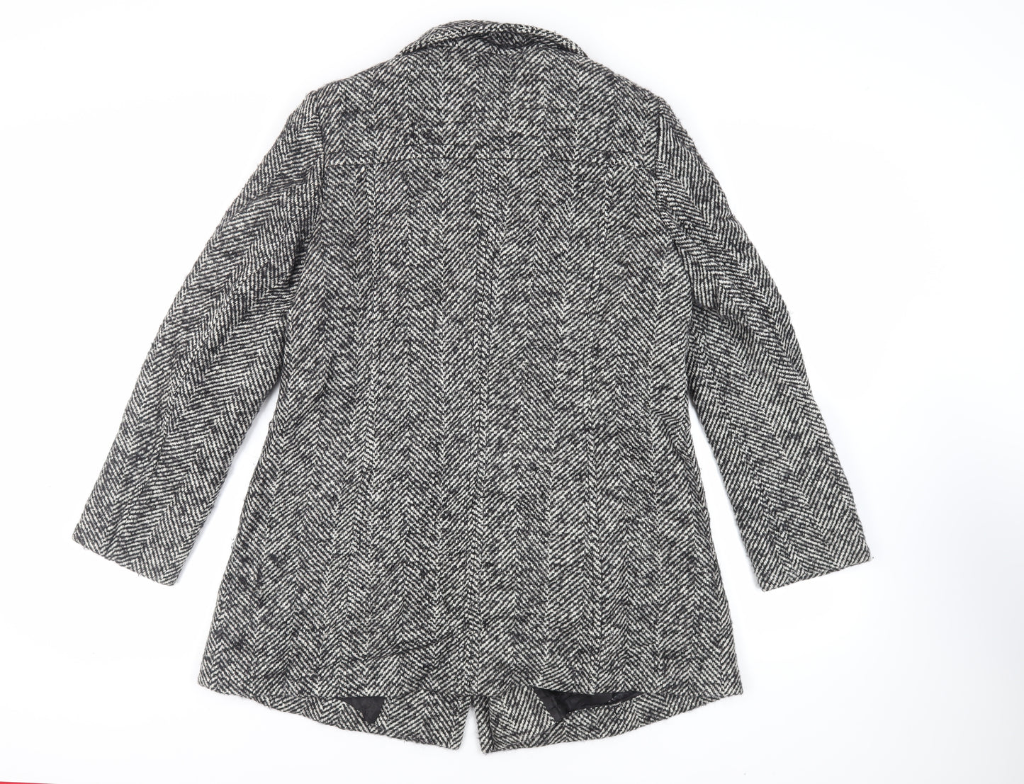Basler Womens Grey Herringbone Tweed Overcoat Size M