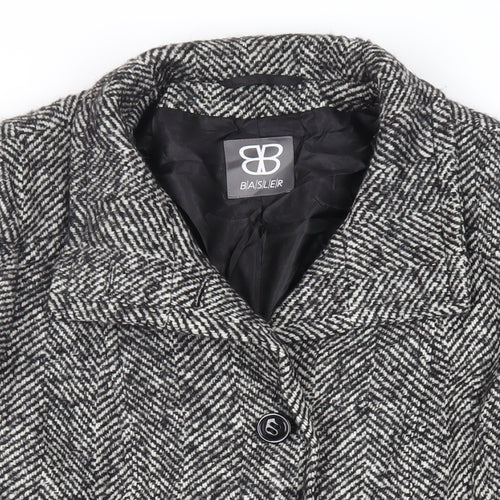 Basler Womens Grey Herringbone Tweed Overcoat Size M
