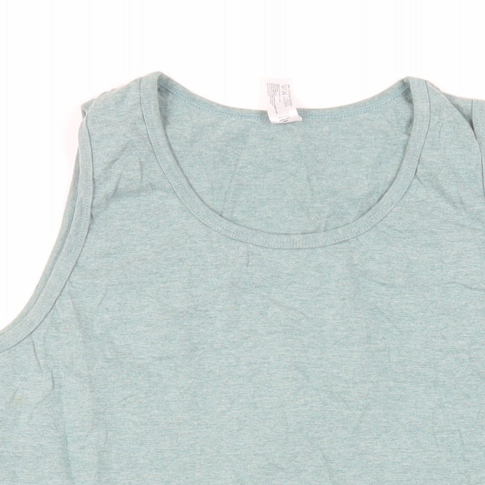 Thomas Nash Womens Green Cotton Basic Tank Size L Round Neck