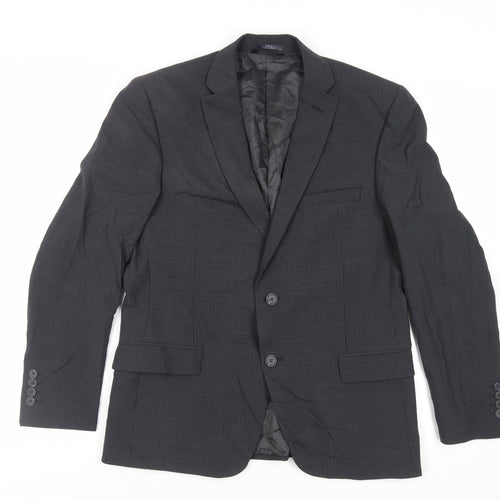 Marks and Spencer Mens Grey Plaid Polyester Jacket Suit Jacket Size 40 Regular