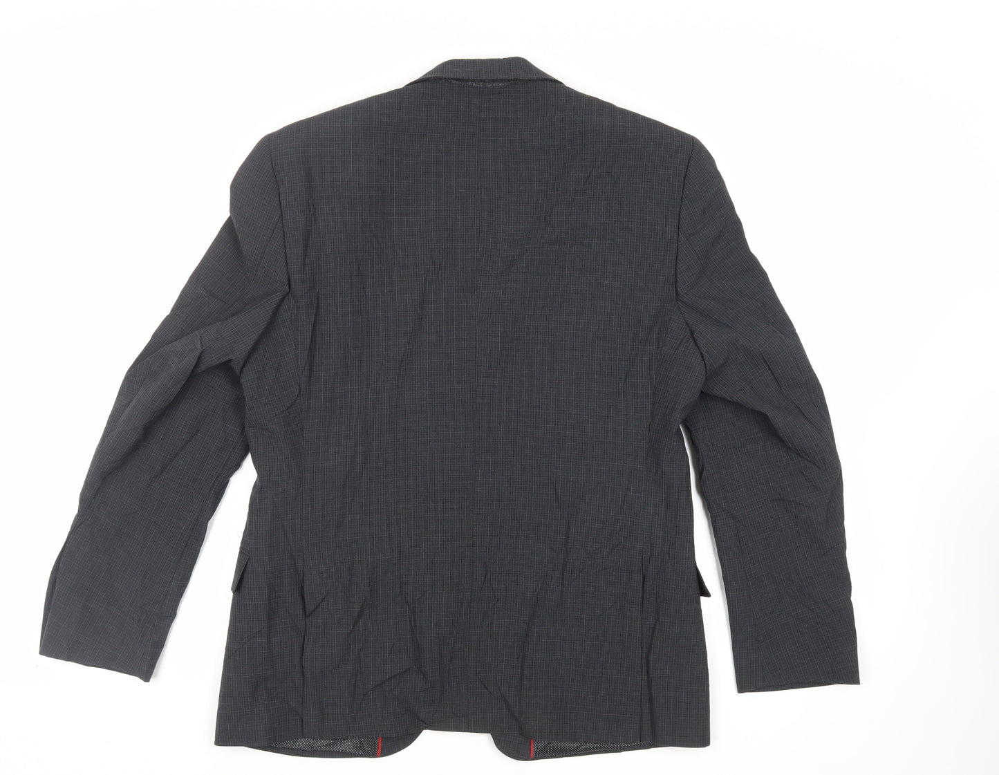 Marks and Spencer Mens Grey Plaid Polyester Jacket Suit Jacket Size 40 Regular