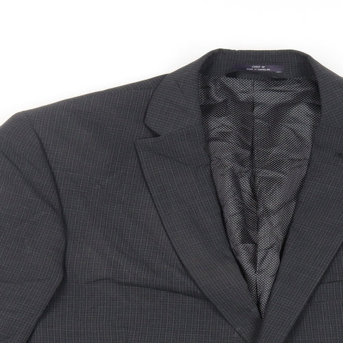 Marks and Spencer Mens Grey Plaid Polyester Jacket Suit Jacket Size 40 Regular