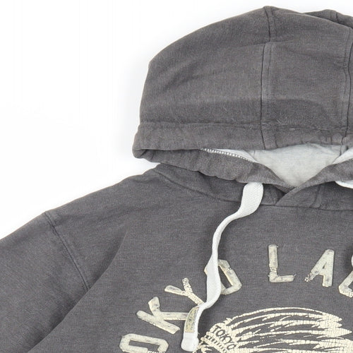 Tokyo Laundry Mens Grey Cotton Pullover Hoodie Size L - Logo