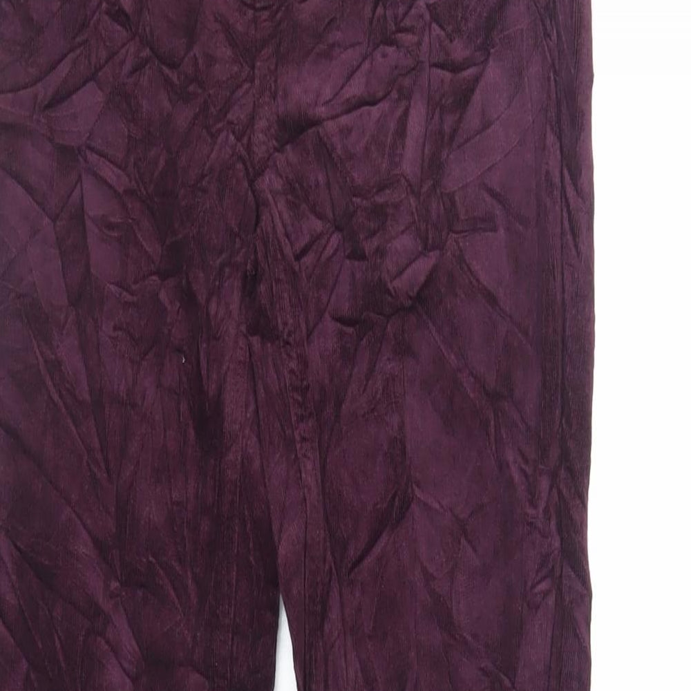 Marks and Spencer Womens Purple Cotton Trousers Size 8 L33 in Regular Zip - Long Lenght