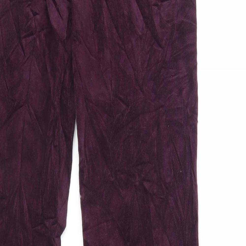 Marks and Spencer Womens Purple Cotton Trousers Size 8 L33 in Regular Zip - Long Lenght