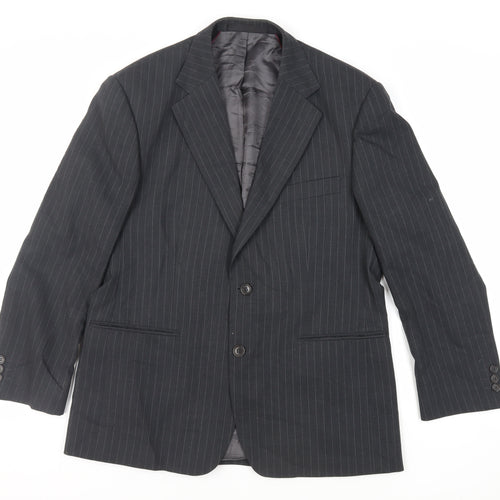 Marks and Spencer Mens Grey Striped Wool Jacket Suit Jacket Size 40 Regular
