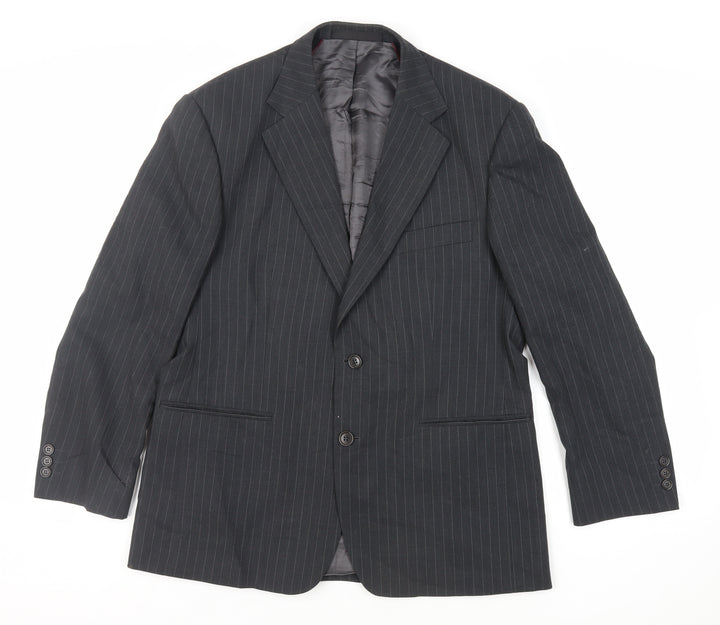 Marks and Spencer Mens Grey Striped Wool Jacket Suit Jacket Size 40 Regular