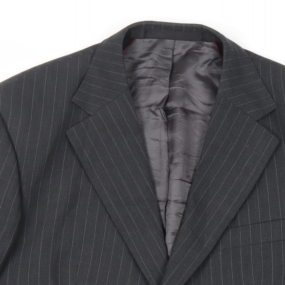 Marks and Spencer Mens Grey Striped Wool Jacket Suit Jacket Size 40 Regular