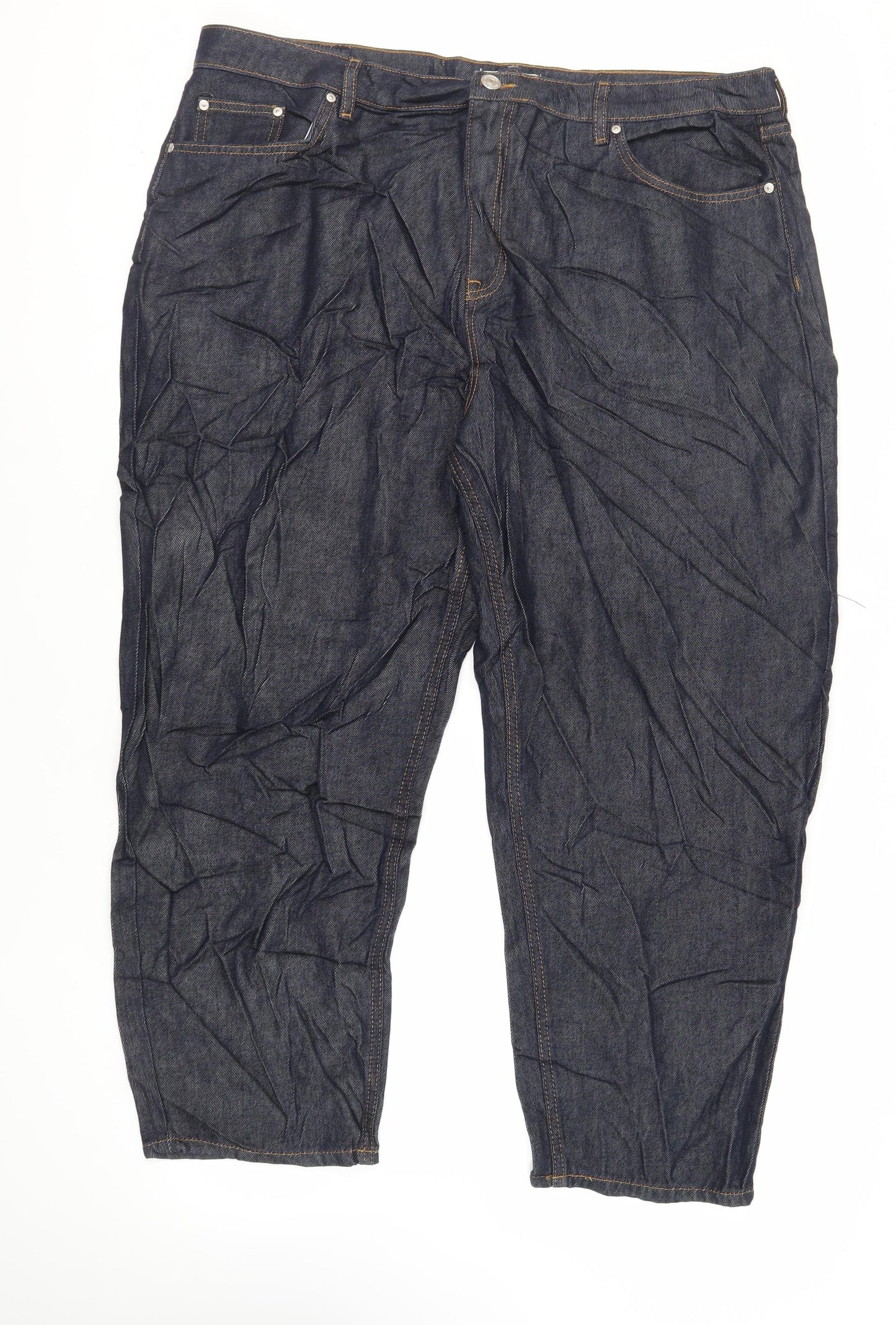 Autograph Womens Blue Cotton Tapered Jeans Size 22 L28 in Regular Zip