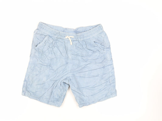 Marks and Spencer Boys Blue Cotton Bermuda Shorts Size 13-14 Years Regular Drawstring - Adjustable Waist