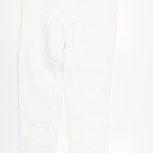Marks and Spencer Womens White Cotton Straight Jeans Size 16 L31 in Regular Zip