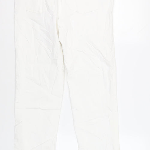 Marks and Spencer Womens White Cotton Straight Jeans Size 16 L31 in Regular Zip