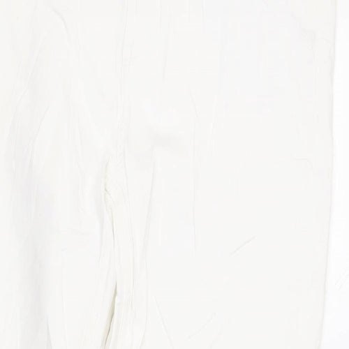 Marks and Spencer Womens White Cotton Straight Jeans Size 16 L31 in Regular Zip
