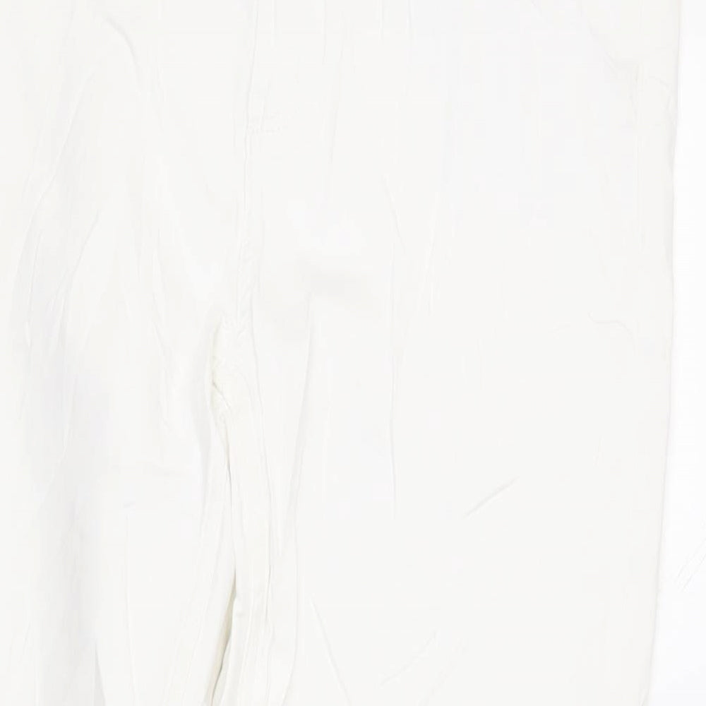Marks and Spencer Womens White Cotton Straight Jeans Size 16 L31 in Regular Zip