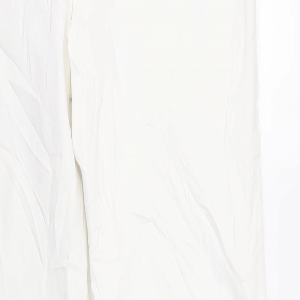 Marks and Spencer Womens White Cotton Straight Jeans Size 16 L31 in Regular Zip