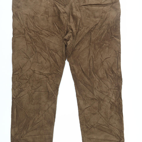 Marks and Spencer Mens Brown Cotton Trousers Size 44 in L31 in Regular Zip
