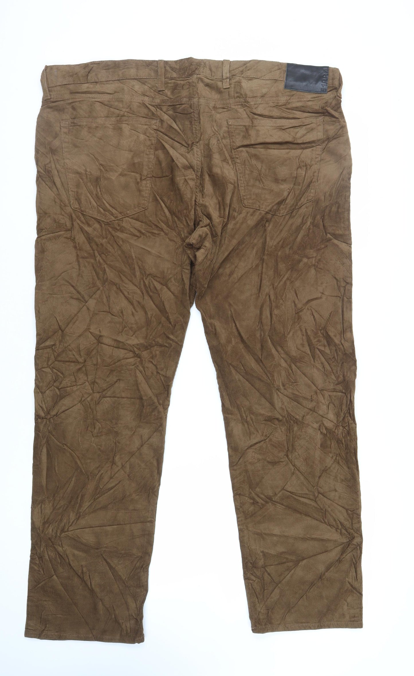 Marks and Spencer Mens Brown Cotton Trousers Size 44 in L31 in Regular Zip