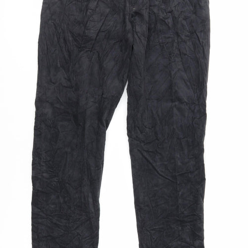 Marks and Spencer Mens Black Cotton Trousers Size 30 in L31 in Regular Zip
