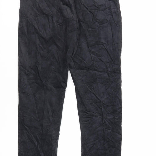 Marks and Spencer Mens Black Cotton Trousers Size 30 in L31 in Regular Zip