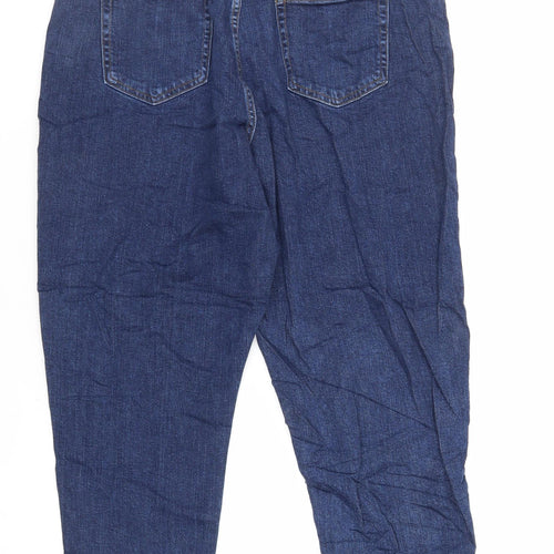 Marks and Spencer Womens Blue Cotton Mom Jeans Size 34 in L25 in Regular Zip