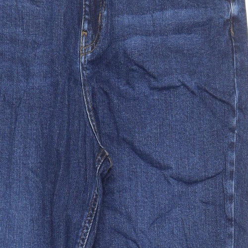Marks and Spencer Womens Blue Cotton Mom Jeans Size 34 in L25 in Regular Zip