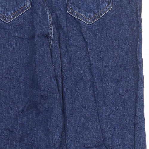 Marks and Spencer Womens Blue Cotton Mom Jeans Size 34 in L25 in Regular Zip