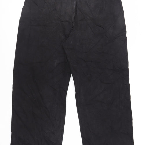 Per Una Womens Black Cotton Wide-Leg Jeans Size 20 L31 in Regular Zip