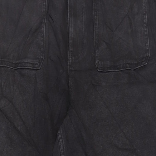 Per Una Womens Black Cotton Wide-Leg Jeans Size 20 L31 in Regular Zip