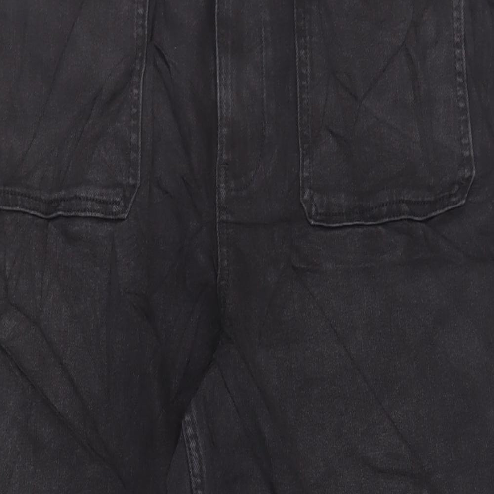 Per Una Womens Black Cotton Wide-Leg Jeans Size 20 L31 in Regular Zip