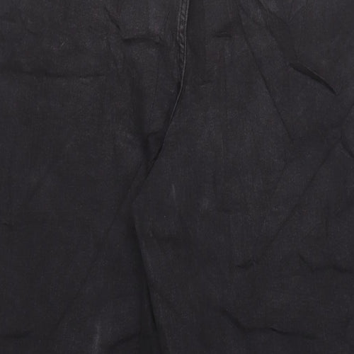Per Una Womens Black Cotton Wide-Leg Jeans Size 20 L31 in Regular Zip
