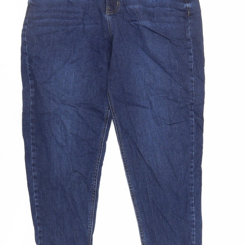 Marks and Spencer Womens Blue Cotton Mom Jeans Size 34 in L26 in Regular Zip