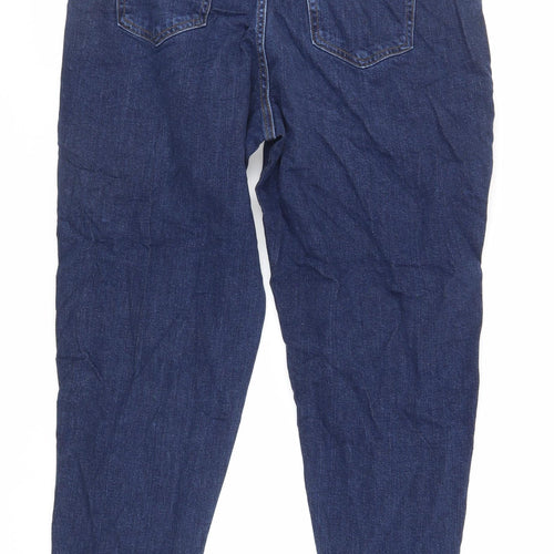 Marks and Spencer Womens Blue Cotton Mom Jeans Size 34 in L26 in Regular Zip