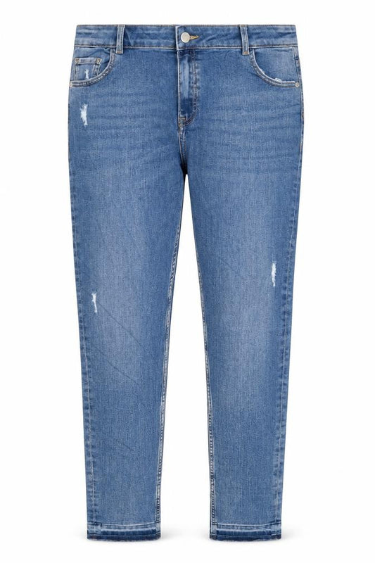 Marks and Spencer Girls Blue Cotton Skinny Jeans Size 15 Years Regular Zip - Raw Hem